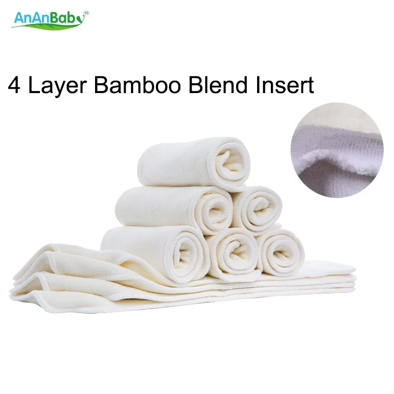 

High Quality 4 Layers New Super Absorbent Bamboo Cloth Diaper Inserts Diaper Liners 10pcs