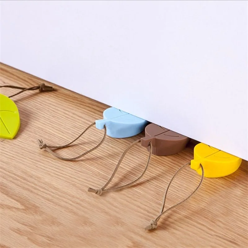 

1PCS Cute Cartoon Leaf Style Door Stopper Silicon Doorstop Safety For Baby Home Decoration 4 Colors