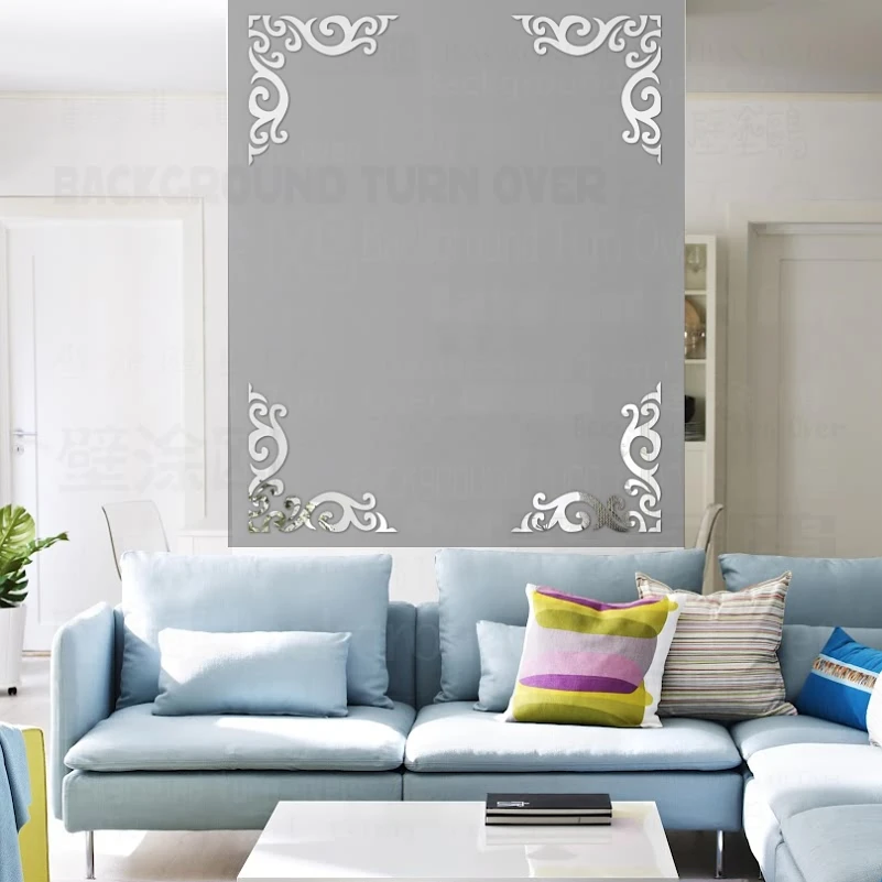 diagonal frame pattern TV backdrop mirror wall stickers hair salon decor home de 