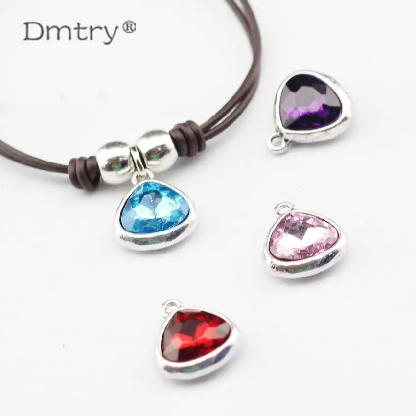 

Dmtry 5pcs/lot Wholesale Ancient Silver Crystal Heart Zinc Alloy Charms Pendant Jewelry DIY Necklace Beads Jewelry LC0103