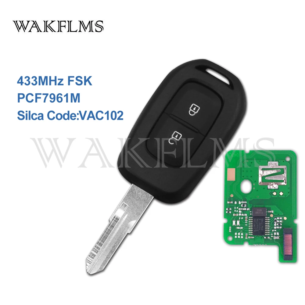 

2 buttons remote car key 433mhz with PCF7961M HITAG AES Chip for Renault Sandero Dacia Logan Lodgy Dokker Duster 2016 no mark