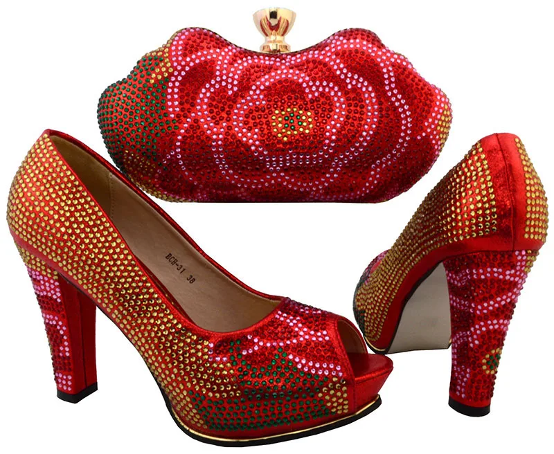 

African Shoe And Bag Set High Heel Italian Shoe With Matching Bag Best Selling Ladies Matching Shoe And Bag Italy  BCH-31