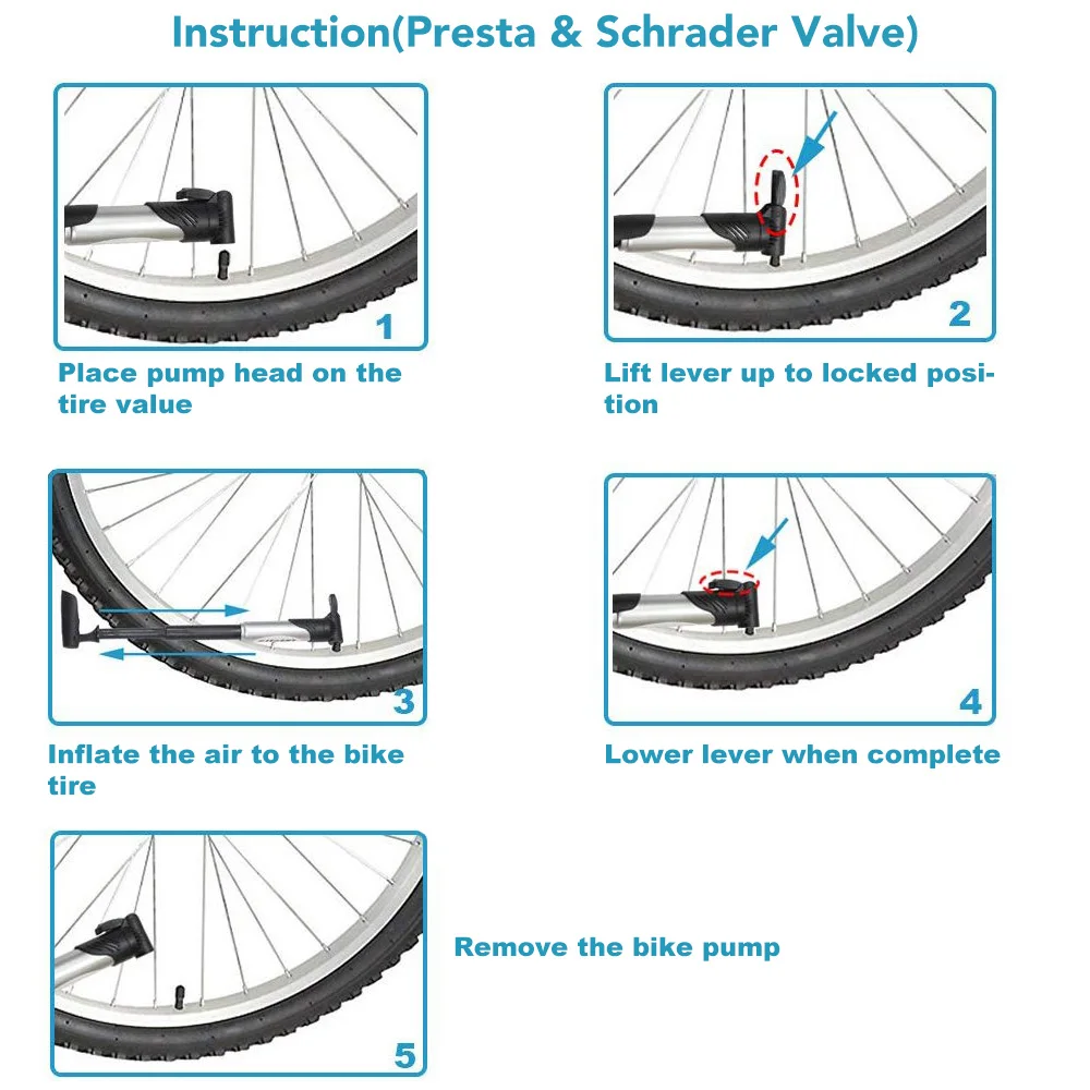 Воздушный насос высокого давления, портативный велосипедный насос, велосипедный насос, ручной насос с держателем для клапана Schrader и Presta