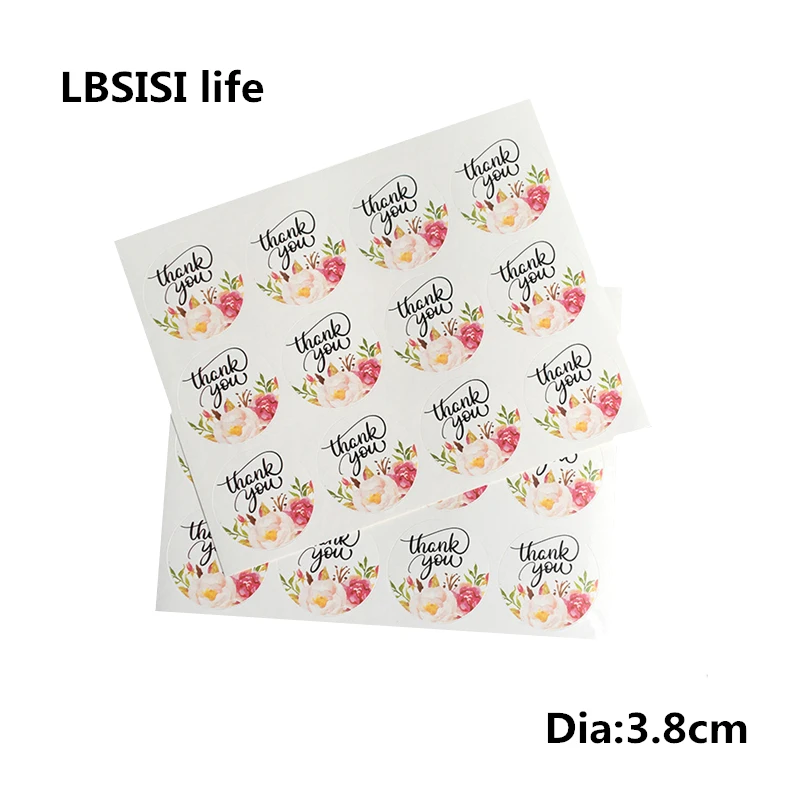 

LBSISI Life 108pcs Thank You Paper Stickers Decoration Labels Seal Scrapbook DIY Gift Cookie Cake Candy Bag Accessories Custom