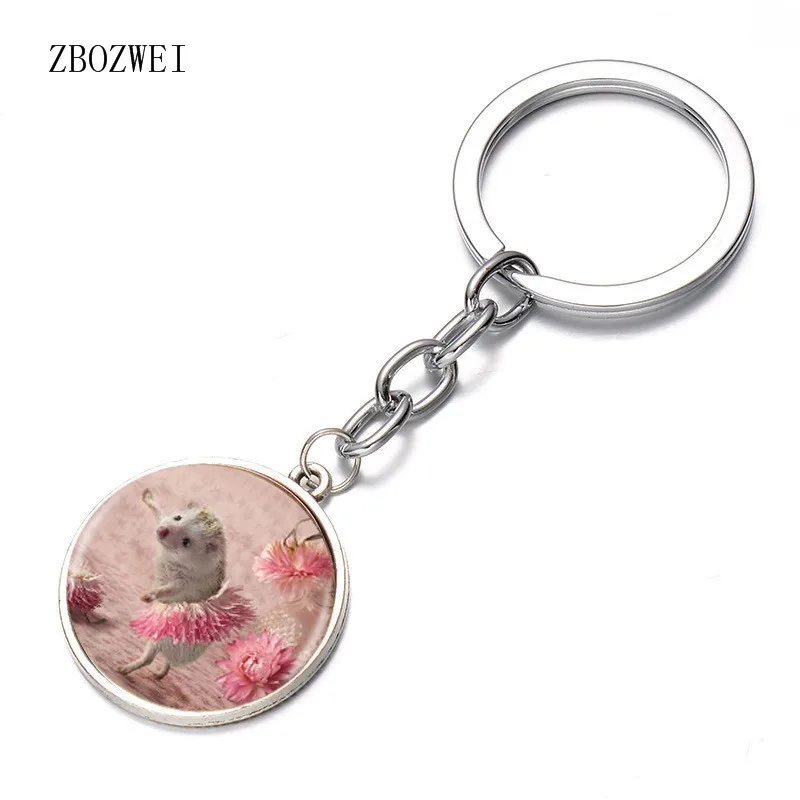

2018New Mr Pricklepin Keychain Hedgehog Keyring Cabochon Story Book Glass Beatrix Potter Gift Key Chain