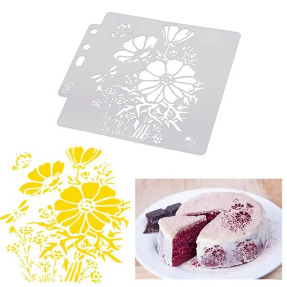 

Plastic Cake Stencils DIY Flower Coffee Spray Stencils Birthday Cake Mold Decorating Bakery Tools DIY Mould Fondant Template