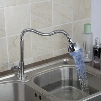 

Torayvino OUBONI Kitchen LED Spout Faucet Deck Mounted 360 Degree Rotating Spout Kitchen Sink Faucet Tap