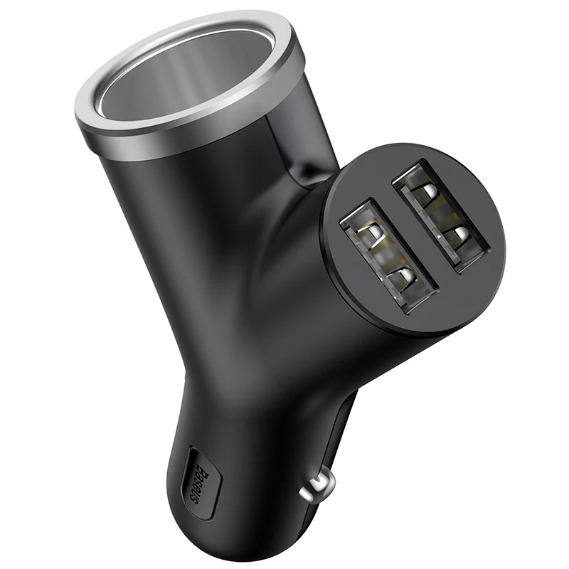 Baseus Car Charger 40W Double USB Shunt For iPhone Samsung Xiaomi mi 3.4A Fast Car Charger Power Adapter Car Cigarette Lighter - Название цвета: Black