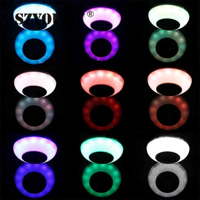 SZYOUMY Беспроводной 12 Вт E27 Led rgb-колонка с Bluetooth лампа работы в режиме воспроизведения музыки и RGB Освещение с пультом дистанционного