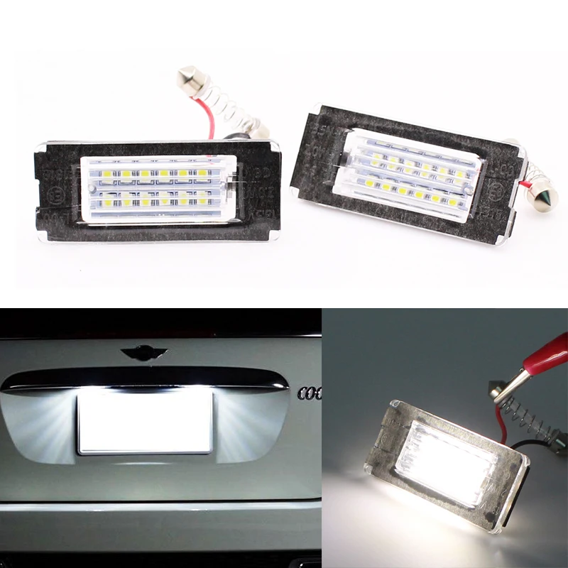 

2Pcs for BMW Mini Cooper R56 R57 R58 R59 No Error LED Number License Plate Light XENON Xenon White