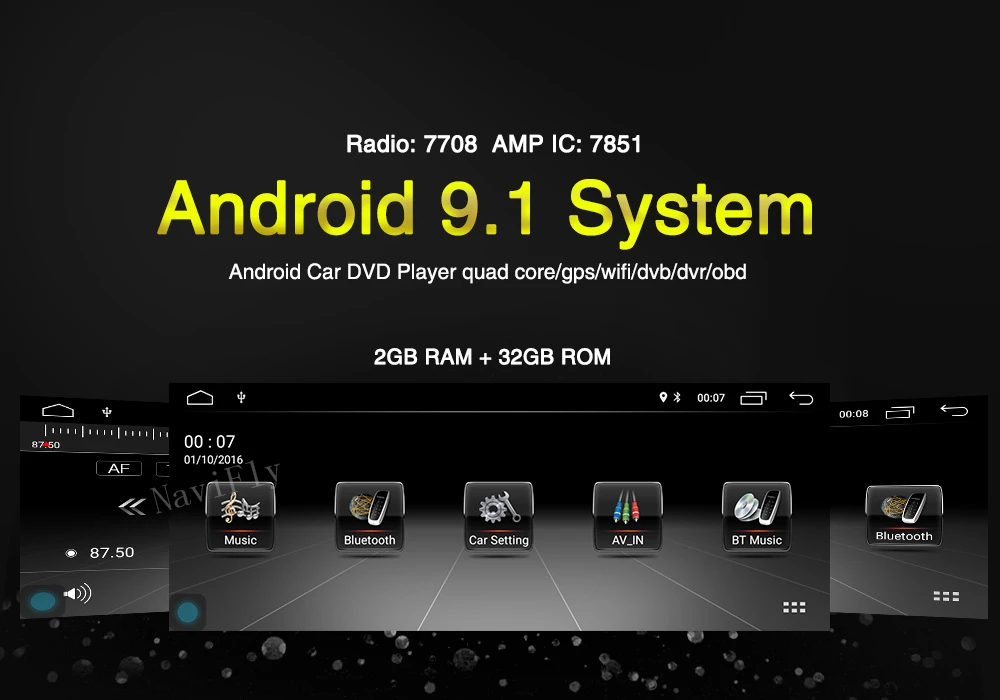 NaviFly 8,8 дюймов 2 ГБ+ 32 ГБ, Android 9,1 Автомобильный мультимедийный плеер для BMW E46 M3 318/320/325/330/335 Rover 75 1998-2006 TDA7851 7708IC