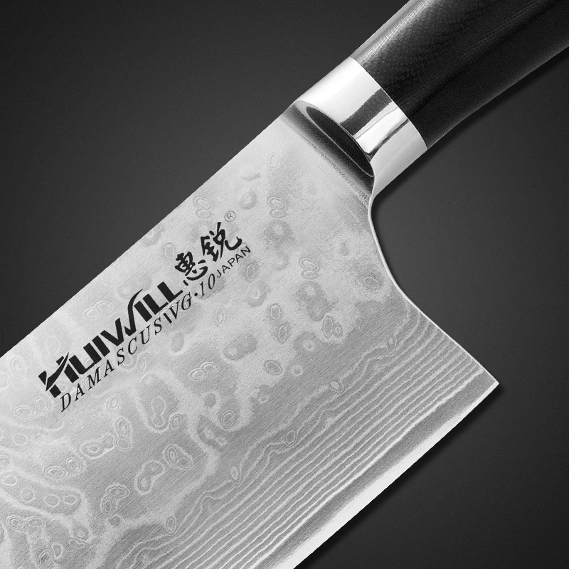 LDZ " дюймовые поварские ножи высокого качества, Модный японский VG10 дамасский стальной кухонный нож с ручкой Микарта