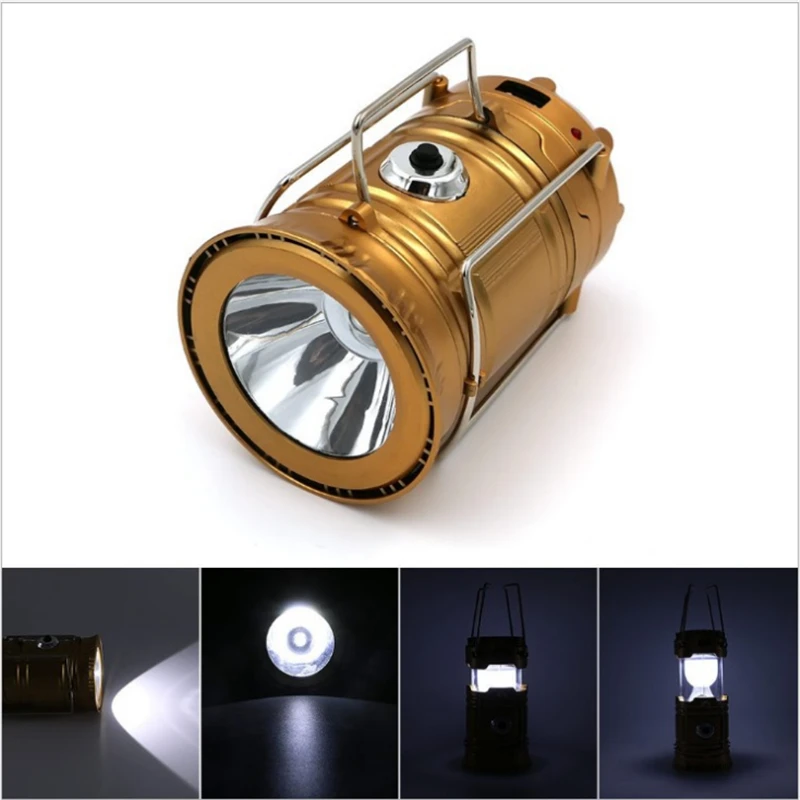 

Telescopic 3 in 1 Function Rechargeable Solar Powered Portable Latern USB Charging Outdoor 6 LED Camping Tent Light