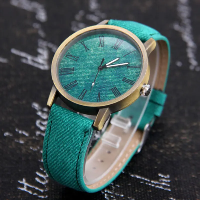 Mdnen hommes femmes montres montre à Quartz Denim Design bracelet en cuir homme décontracté montre-bracelet Relogio Feminino dames et femme montre
