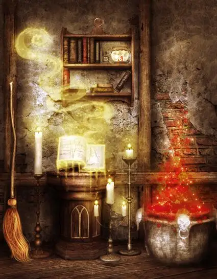 

Vintage Fairy Tale Halloween Bookcase Magic Light Photography Backgrounds Vinyl cloth Computer printed party backdrops