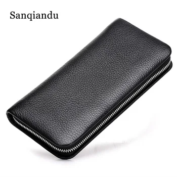 

Men's Wallet Large Capacity Genuine Leather Male Purse Long Business Simple Wallet Card Holder Men Money Bag Phone Case Purse