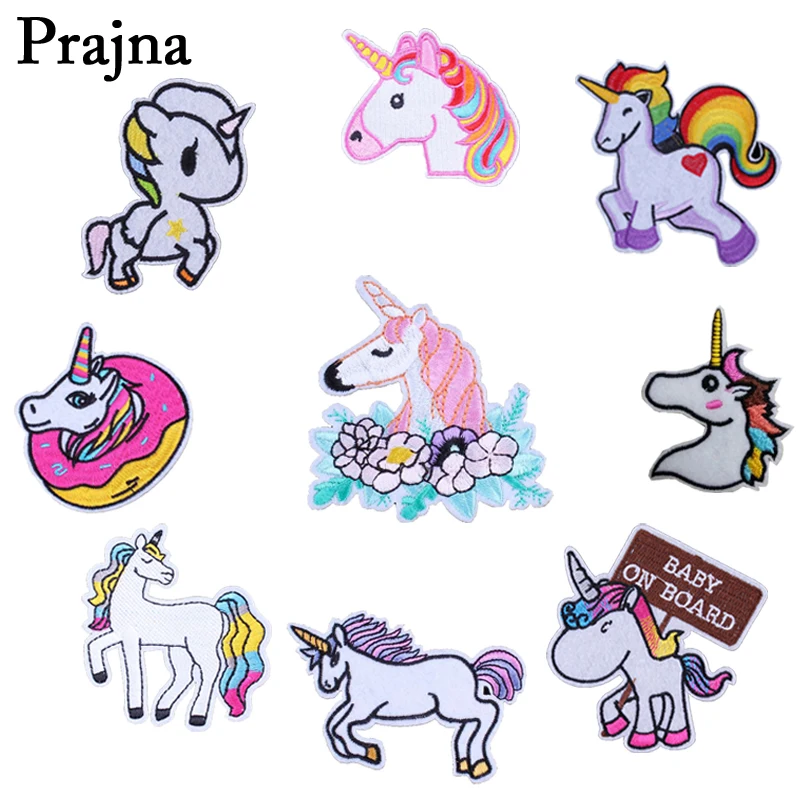 

Prajna Animal Unicorn Patch Stickers Cartoon Embroidery Iron On Patches For Kids Clothes DIY Apparel Decor Accessories F