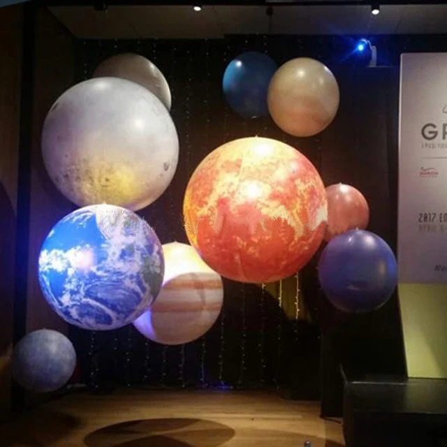 Светодиодный надувной воздушный шар с изображением планеты, земля, луна, Юпитер, Сатурн, уран, Нептун, Меркурий, Венера, вечерние украшения