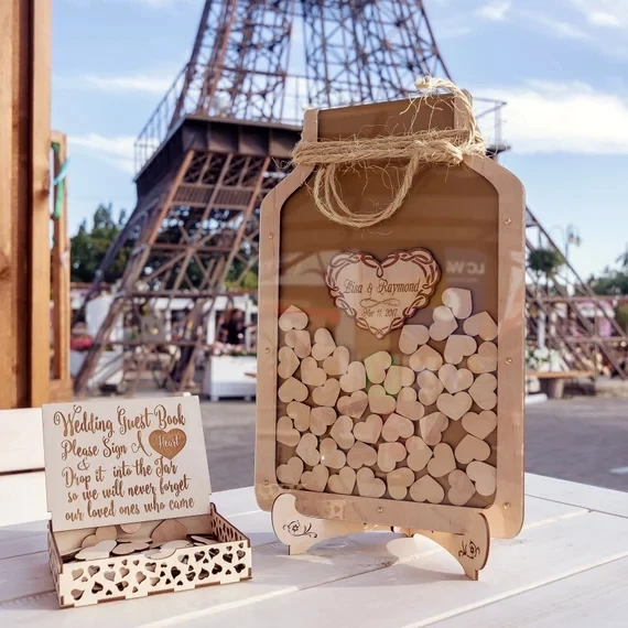 

Personalised names date Wedding Mason jar Guest book Drop box signature Guestbook alternative Guestbook Drop top boxes