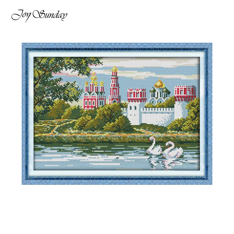 

Swan Lake Counted Cross Stitch DMC Cross Stitch Kits Printed Fabric 11CT 14CT Landscape Cotton Thread Painting Embroidery Kits