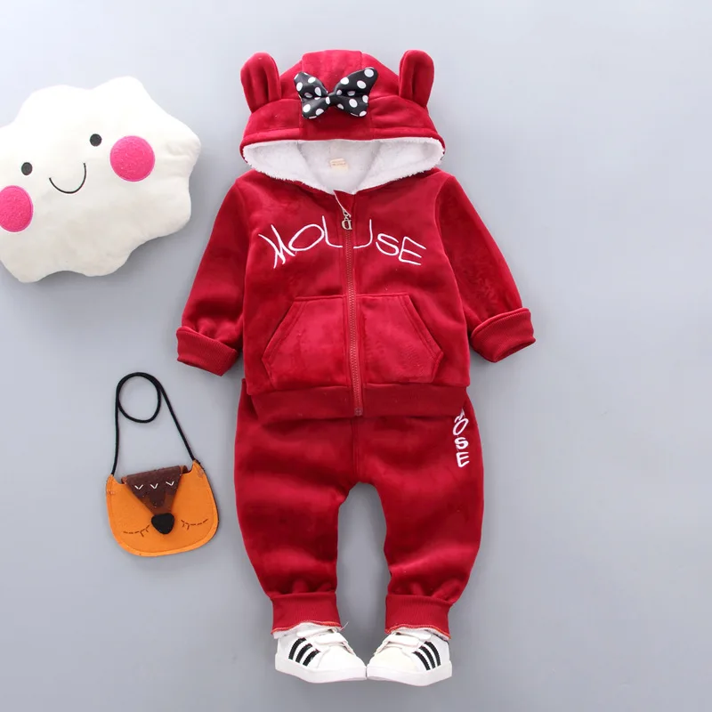 

Girls clothing sets autumn winter kids casual cotton thick velvet coats+pants 2pcs tracksuits foe baby girl childten sports sets