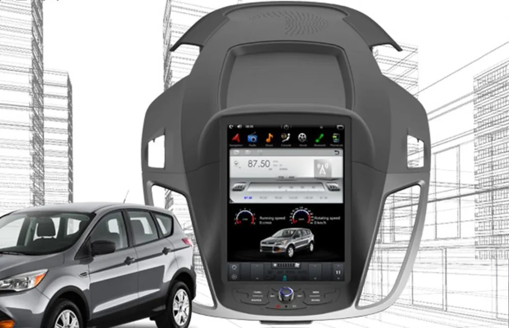 Тесла Стиль 10,4 "Android 7,1 автомобилей Радио gps навигации DVD плеер для Ford Kuga 2013 2014 2015 2016 2017 поддерживает подогрев сидений