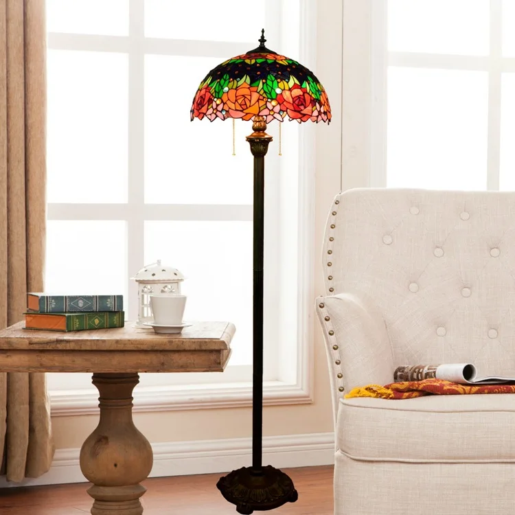16inch Tiffany red rose flower Stained Glass floor lamp E27 110-240V for Home Parlor Dining bed Room 16inch Tiffany red rose flower Stained Glass floor lamp E27 110-240V for Home Parlor Dining bed Room