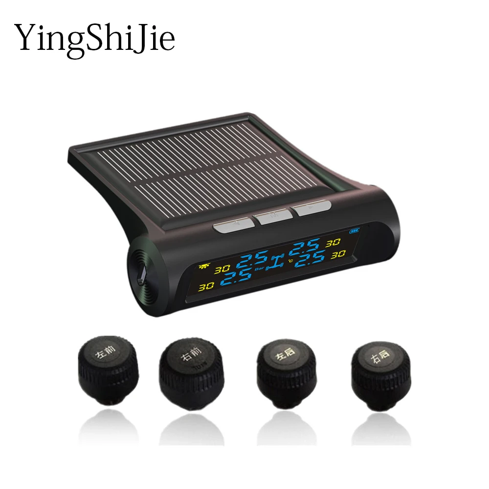 YingShiJie Smart Car TPMS Tyre Pressure Monitoring System Solar Power charging Digital LCD Display Auto Security Alarm Systems