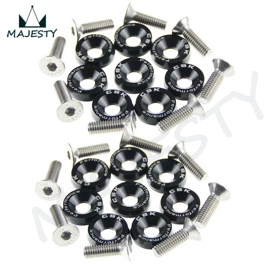 16PCS M6 WIDE HEX SCREW BOLT BUMPER FENDER WASHER ANODIZED ALUMINUM blackin Nuts & Bolts from