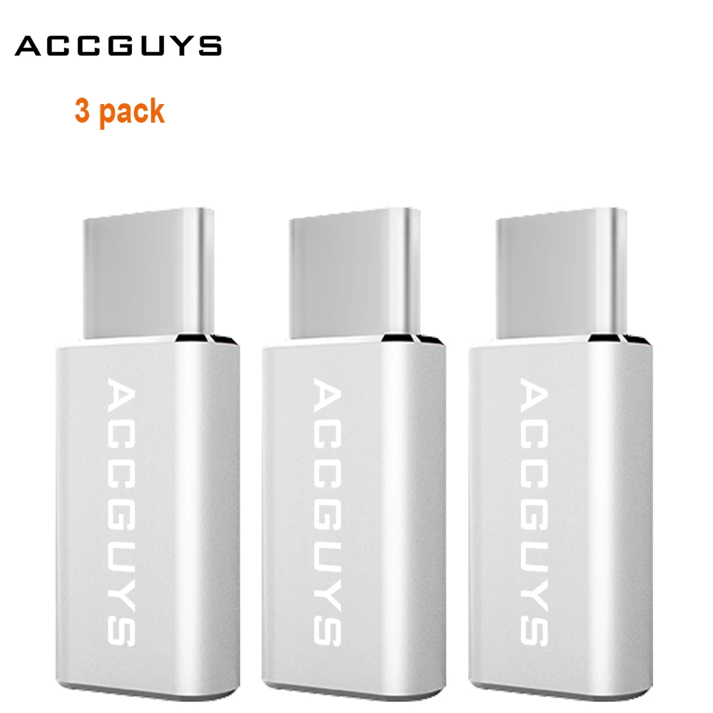 ACCGUYS Тип usb C Male к микро-usb Female конвертер адаптер 3 шт. для Xiaomi Mi5 4C 4S ZUK Z2 PRO Z1 Nexus 5X6 P htc