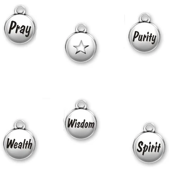 

Skyrim 20pcs Wholesale Jewelry Accessories Spirit/Purity/Pray/Wealth/Wisdom Words Charms Pendants For Necklace&Bracelets Making