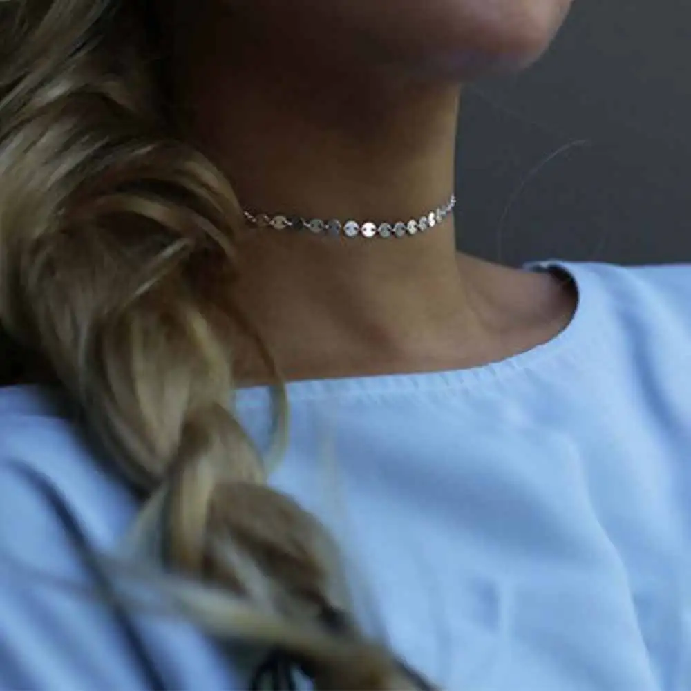 

KISSWIFE 2018 New Hot Manual chain Statement Choker Necklace // Bohemian Coin Disc Choker Necklace