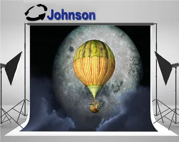 

hot air balloon full moon background Vinyl cloth High quality Computer print wall backdrop