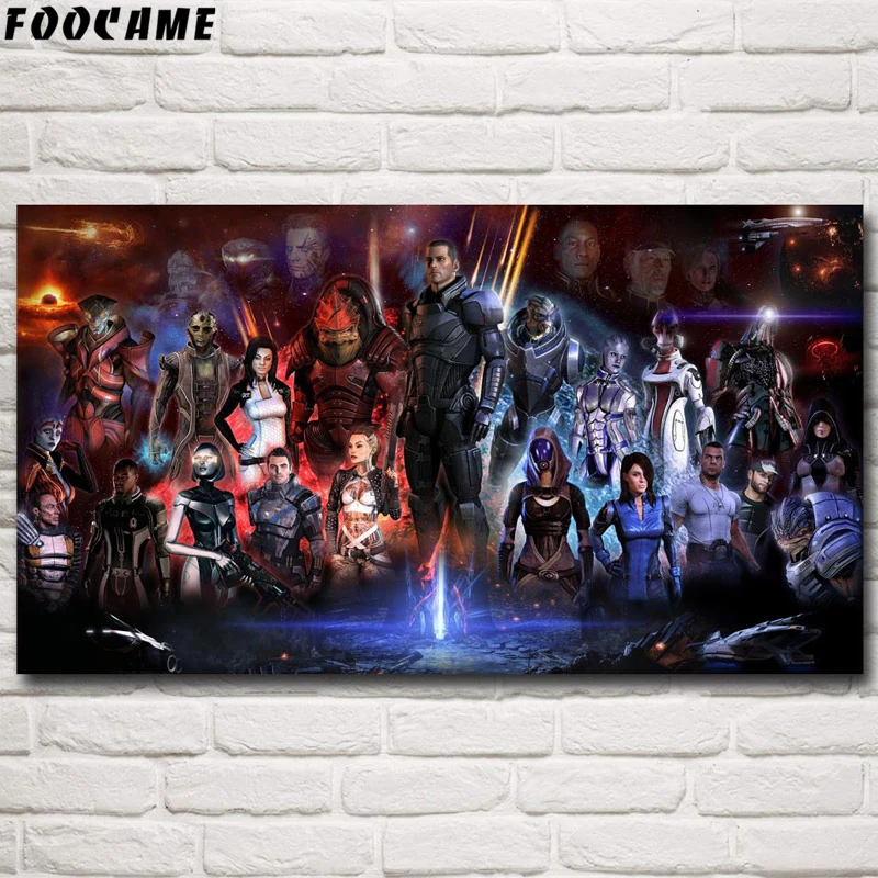 

FOOCAME Mass Effect 2 3 4 Hot Shooting Action Game Poster Silk Home Art Prints Live Paintings Wall Decor Decorative Pictures