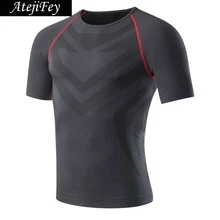Быстросохнущие дышащие эластичные колготки фитнес-Йога футболка мужская короткий рукав для футбола и бега спортивный Джерси для спортзала одежда спортивная одежда