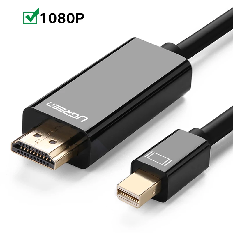 Ugreen Thunderbolt дисплей мини кабель DP-HDMI папа-папа адаптер для Macbook Pro Air проектор камеры ТВ Поддержка 4 к* 2 к 3D - Цвет: Black 1080P