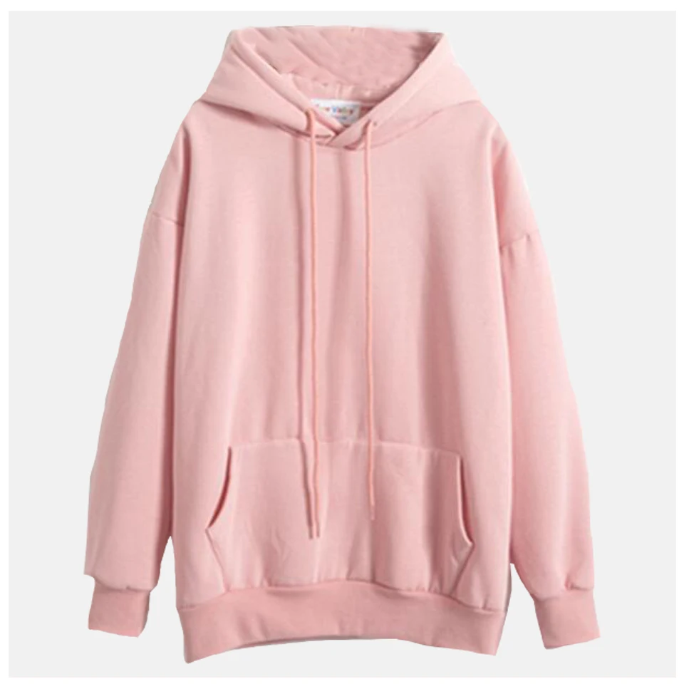  Plain Hooded Sweatshirt Cute Pink Kawaii Poleron Mujer 2019 Winter Solid Kangaroo Pocket Hoodie Nav