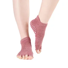 1 пара женских носков для йоги пять половина пальцев противоскользящие хлопковые дышащие дезодорирующие носки для йоги танцы, балет Пилатес