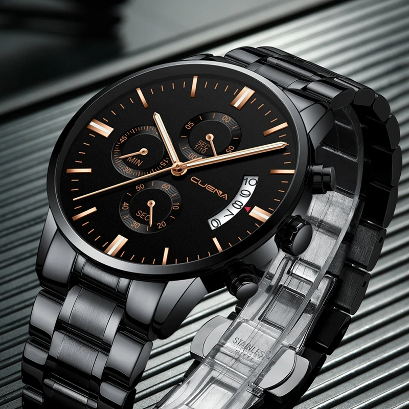 CUENA Men Quartz Watch Fashion Mens Watches Top Brand Luxury Waterproof Clock Stainless Steel Man Wristwatches Relogio Masculino CUENA Men Quartz Watch Fashion Mens Watches Top Brand Luxury Waterproof Clock Stainless Steel Man Wristwatches Relogio Masculino