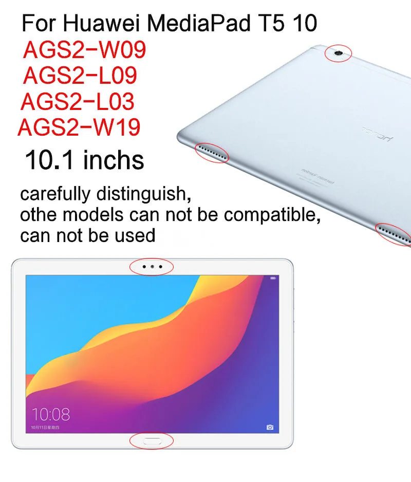 Искусственная кожа флип Стенд чехол для huawei MediaPad T5 10 AGS2-L09/L03/W09/W19 Tablet чехол для huawei honor pad 10,1 "+ пленка + ручка