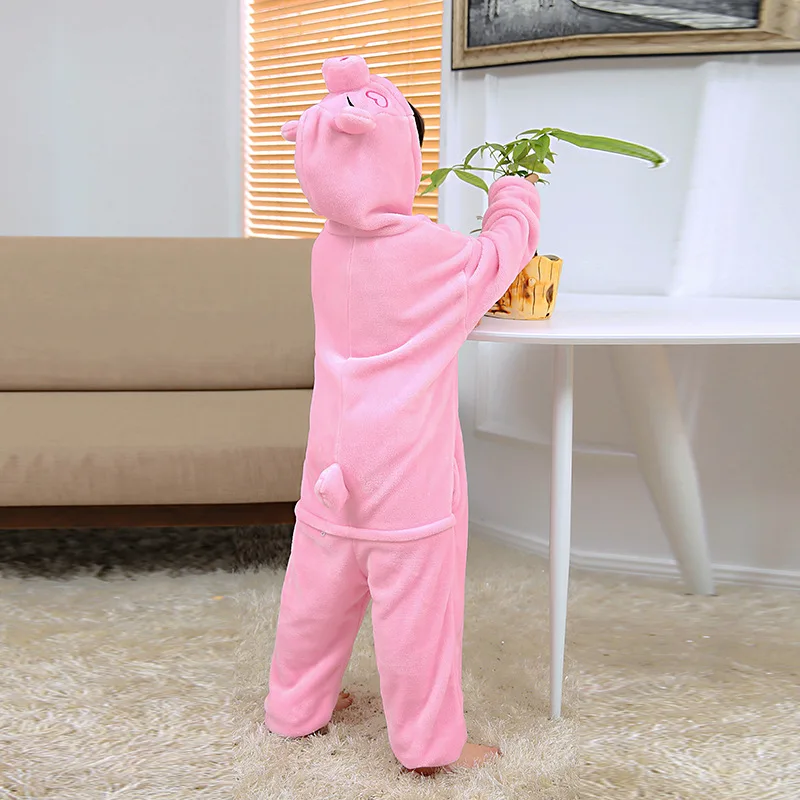 Cartoon Pig Blanket Jumpsuit Children Winter Unisex Flannel Pajamas Onesie Kids Cosplay Flannel Sleepwear Cosplay Costumes