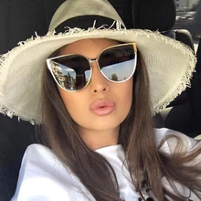 TESIA Негабаритных кошачий глаз солнцезащитные очки женские брендовые дизайнерские корейский стиль качество Защита от солнца тенты Lunette T863