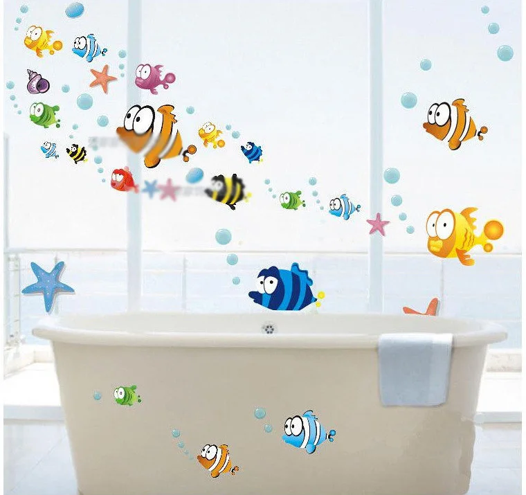 New Arrival Cute Fish Kids Children Room Wall Decoration Toilet