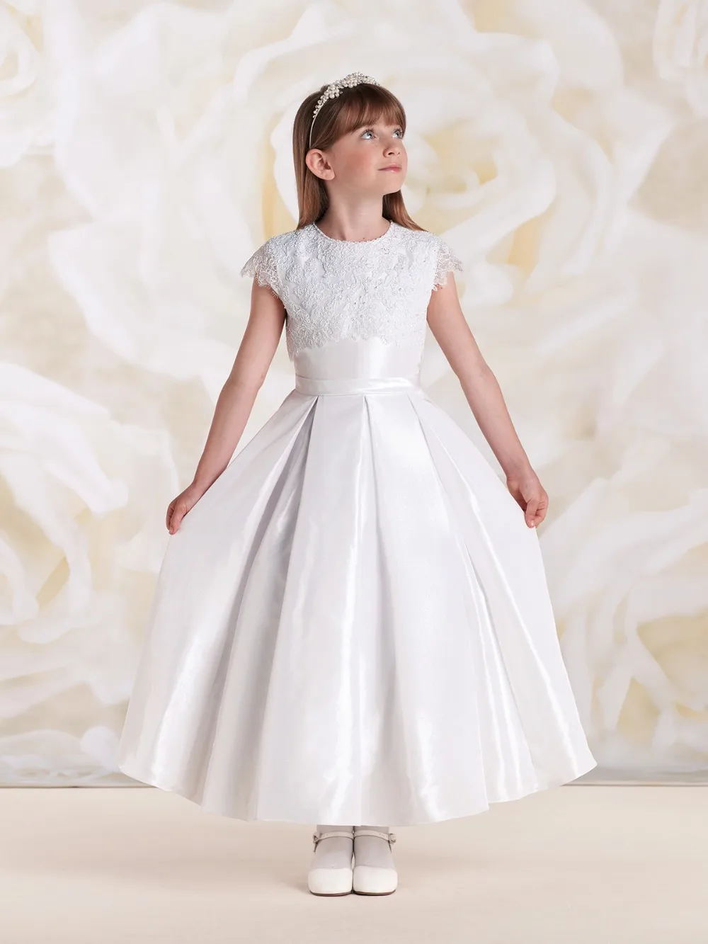 vestidos de primera comunion White/Ivory Ankle Length Holy Communion