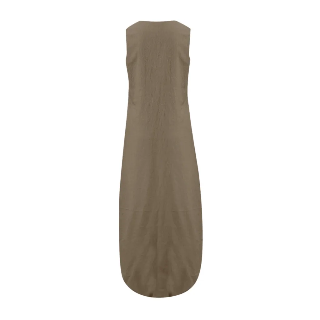 Летнее без рукавов свободное льняное длинное платье размера плюс 2XL женское сексуальное печатное с v-образным вырезом Макси-платье с разрезом подол мешковатое платье-Кафтан N4