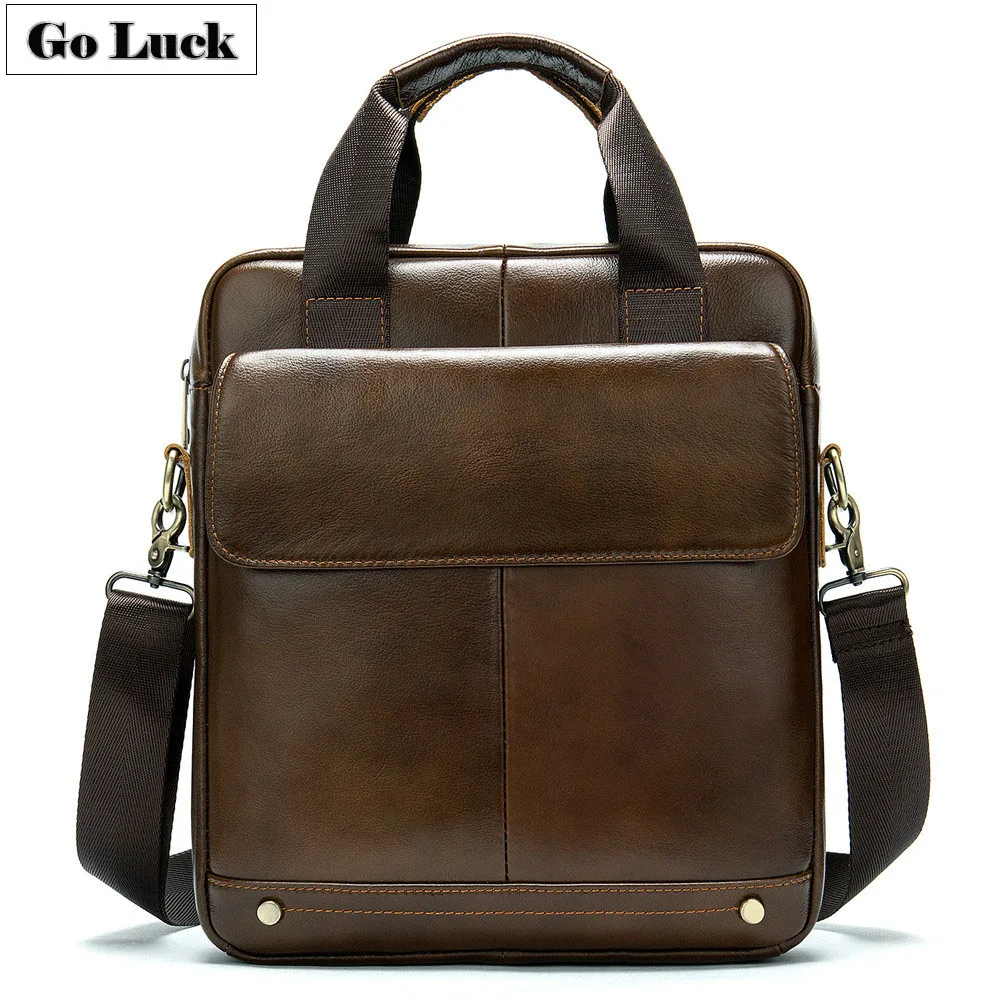 

New Genuine Leather Crossbody Shoulder Bag Men Messenger Bags Men's Casual Business Ipad Pack