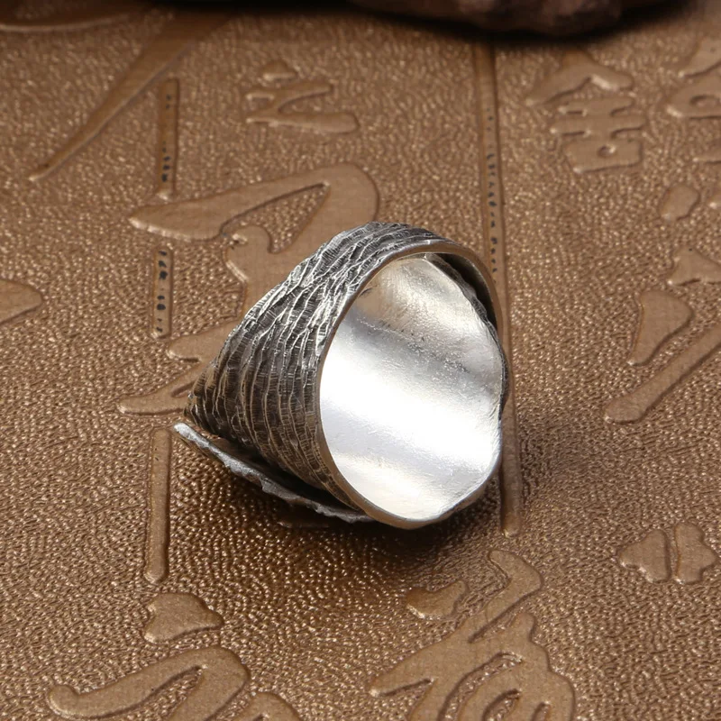 FNJ кольцо в форме листа, 925 серебряные ювелирные изделия, новая мода, S925 Стерлинговое Серебро, кольца для мужчин и женщин, регулируемый размер 7,5-10 bague
