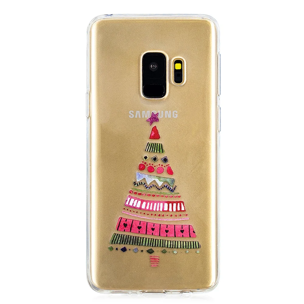 KSAM1002H_1_JONSNOW Phone Case For Samsung Galaxy S9 Cartoon Christmas Painted Clear Soft Cases