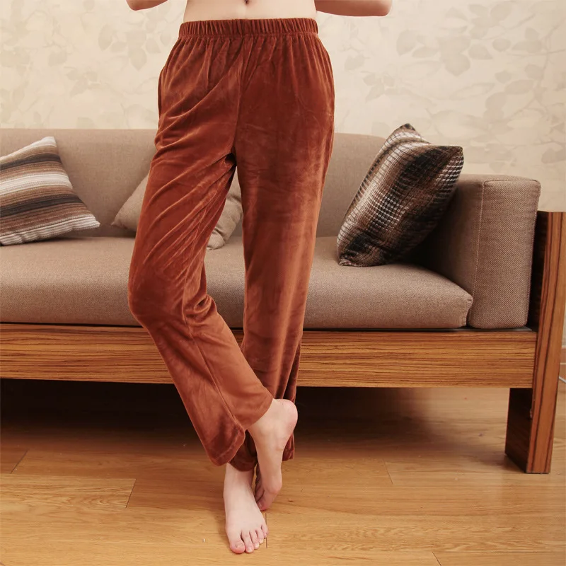 

Winter Flannel Solid color Women Sleep Bottoms Womens Thick Pajamas Pants Women's Thick Lounge Loose Baggy Trousers
