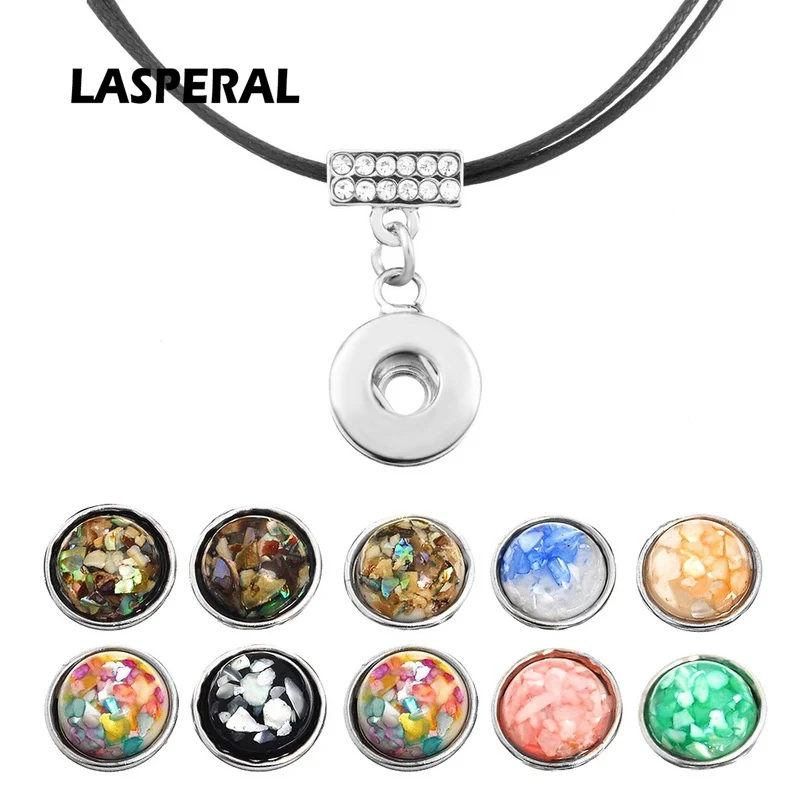 Resina Botão Snap LASPERAL Pingentes Jóias Colar + 10 PCs Mini Rodada de Multi cor Botões de Pressão Fot Mulheres DIY colar de Jóias